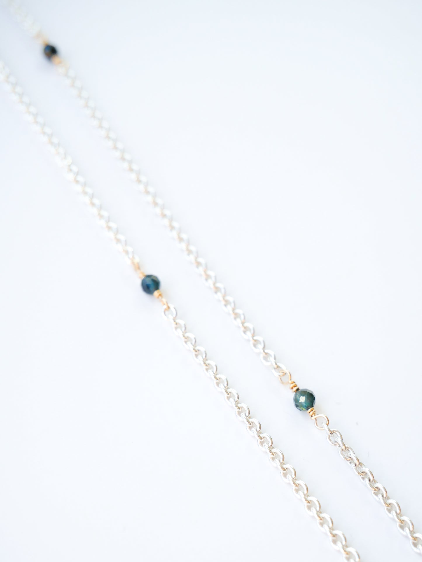Green-blue tourmaline sterling silver gold filled fine long necklace