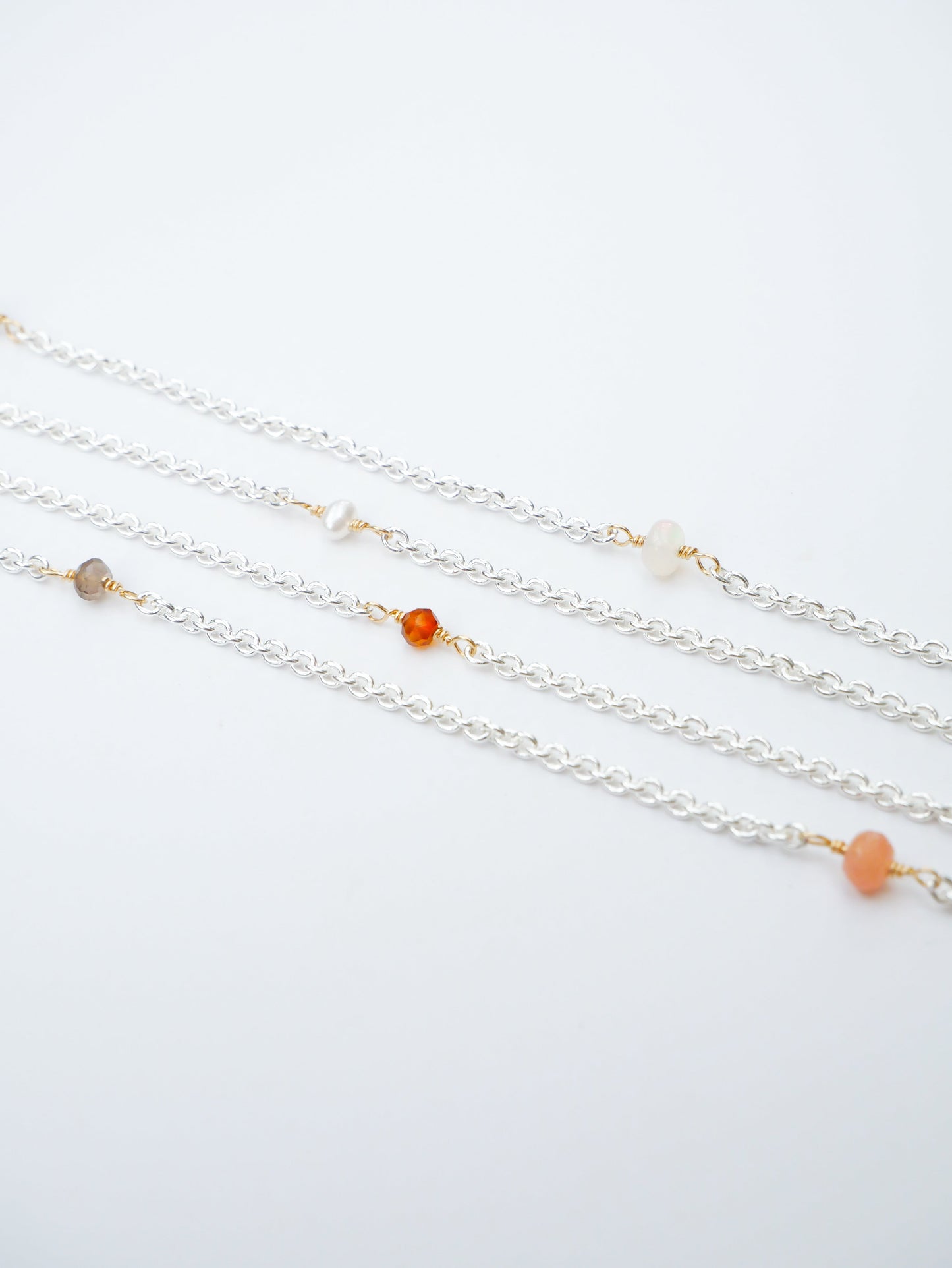 JAZZ SUNDAYS NECKLACE – opal, citrine, smoky quartz, pearl, peach moonstone extra-long