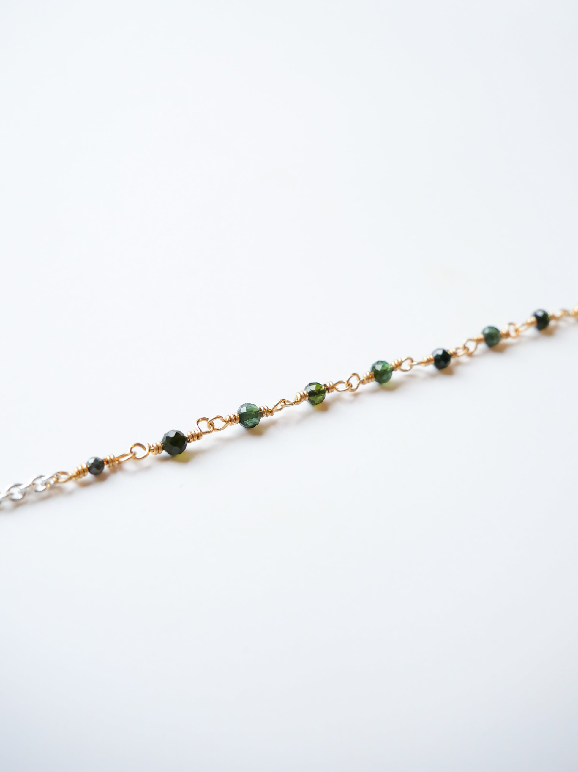 Green-blue tourmaline pyrite sterling silver gold filled fine bracelet