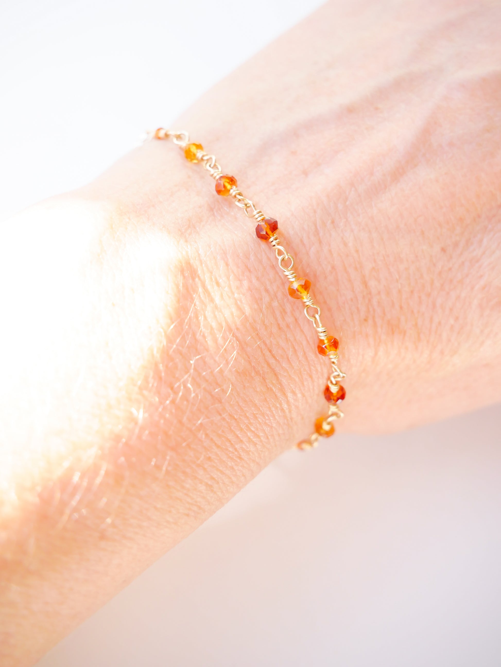 Citrine garnet sterling silver gold filled fine bracelet