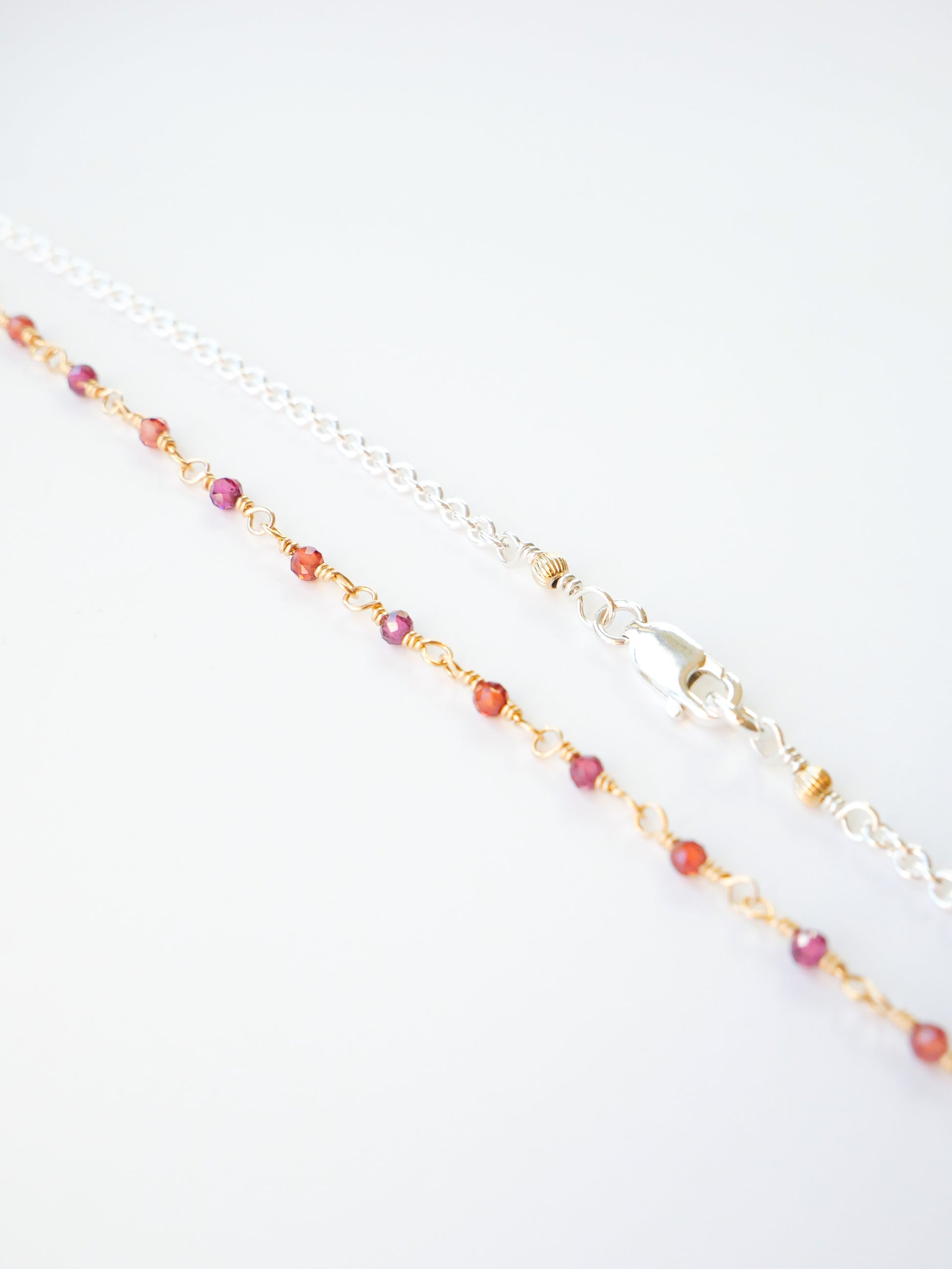 Garnet sterling silver gold filled fine short necklace