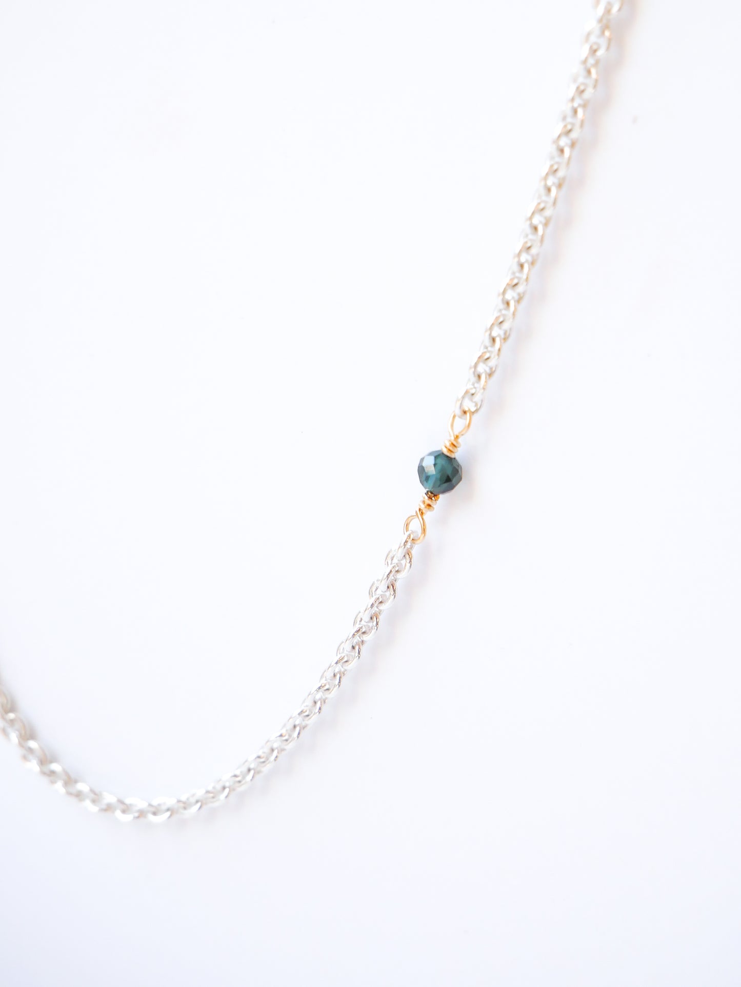 Green-blue tourmaline sterling silver gold filled fine long necklace 