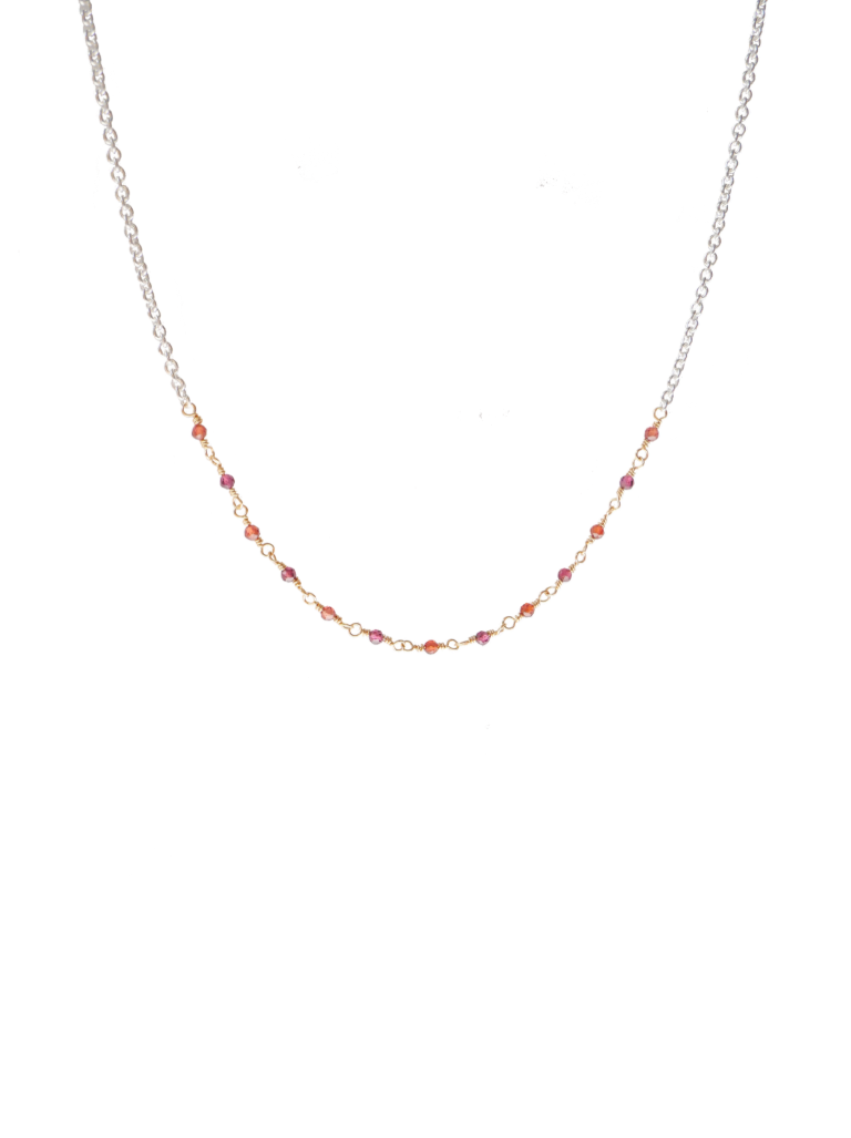 Garnet sterling silver gold filled fine short necklace