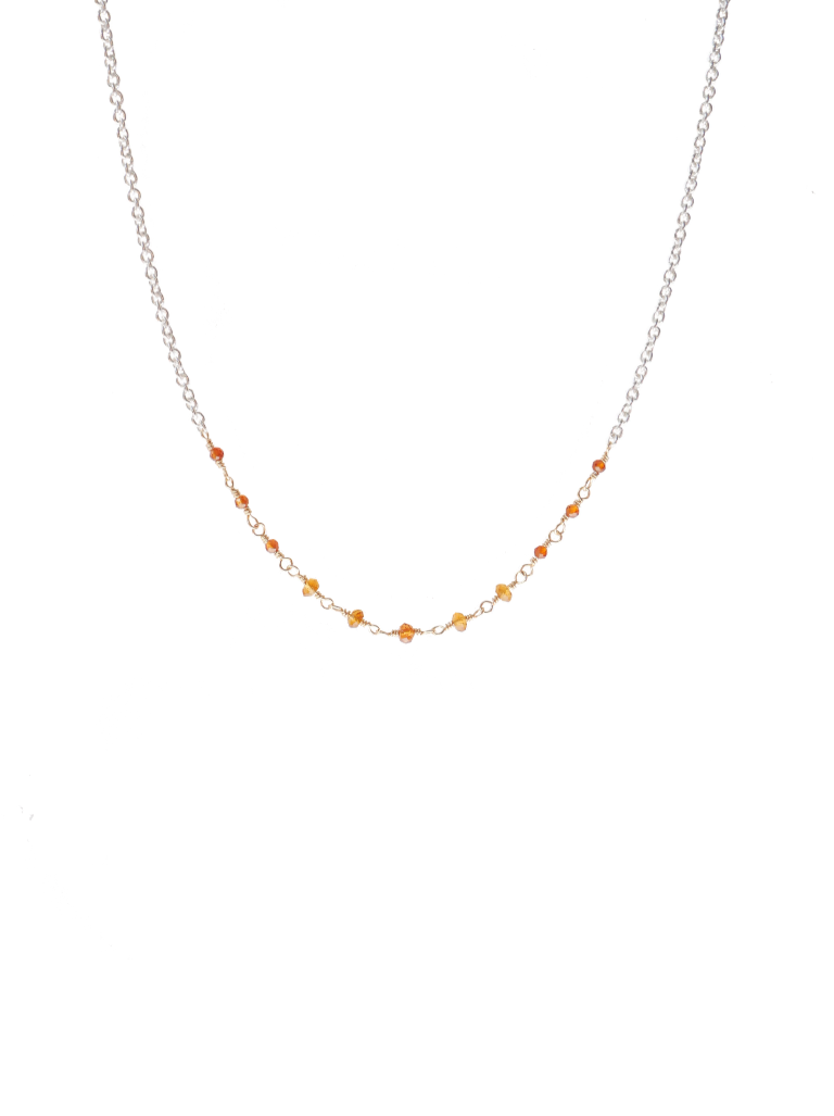 Citrine garnet sterling silver gold filled fine short necklace