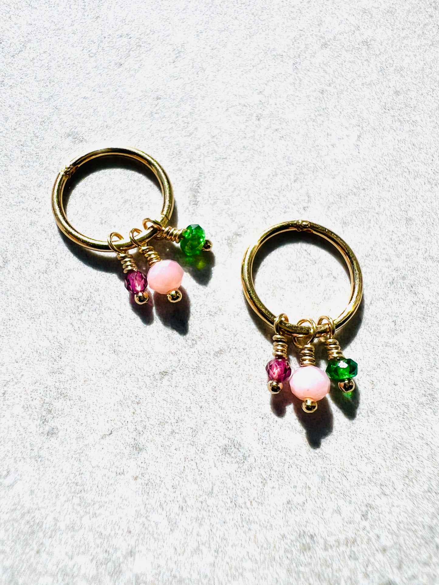 FIREFLY EARRINGS gold – pink opal, garnet