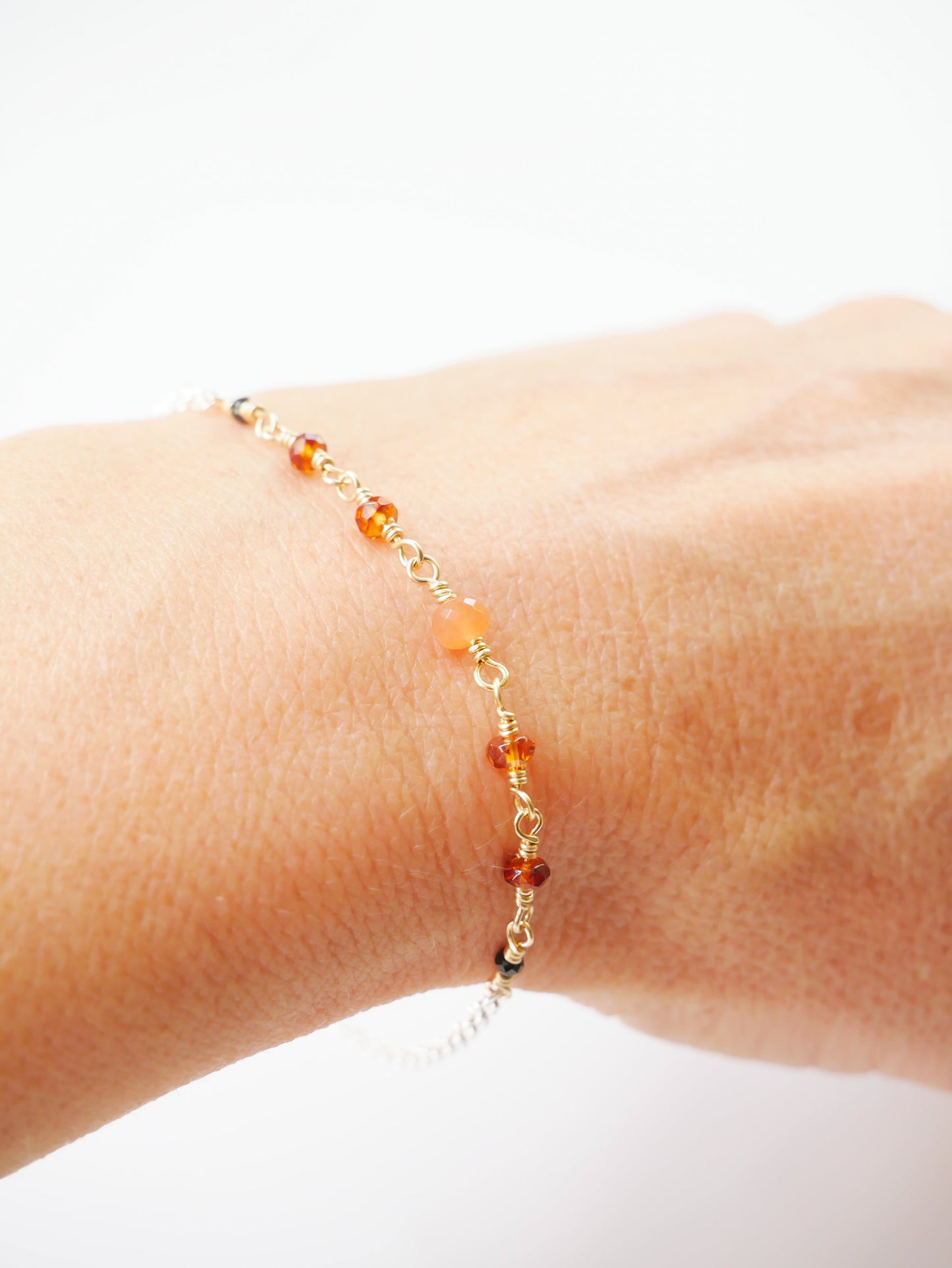 NOSTALGIA BRACELET – peach moonstone, spessartite garnet & black spinel